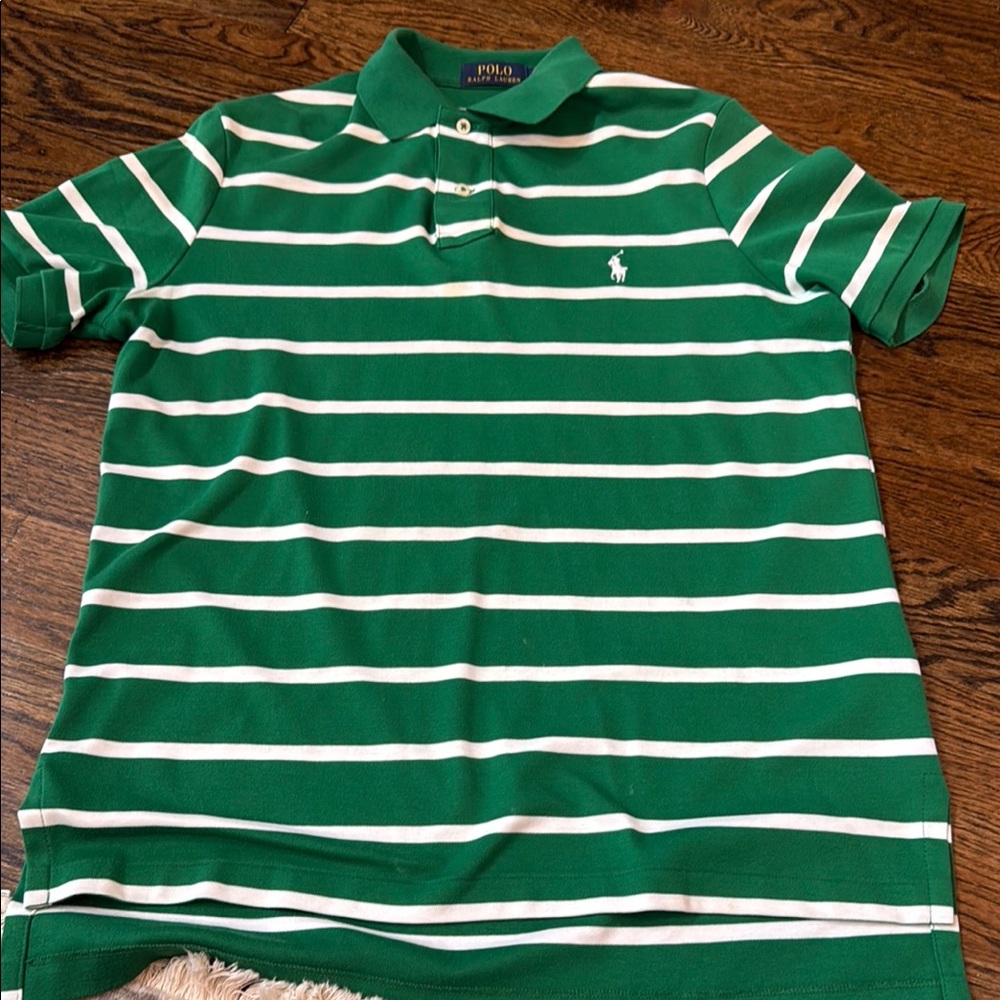 Polo by Ralph Lauren Green and White Striped Polo Shirt